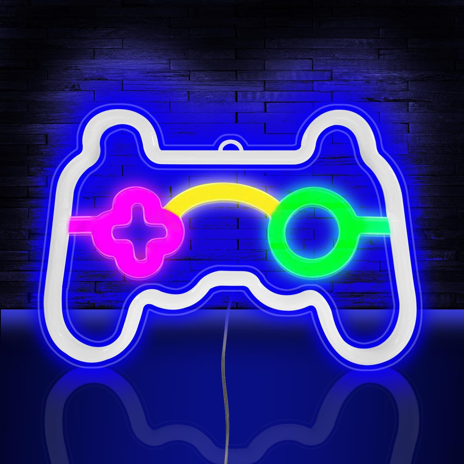 Vicloon Gamer Neon Sign, Gamepad Controller Shape - USB/Battery Powered LED Wall Light for Gaming Room Decor, Retro Arcade Gifts for Teens Boys Kids