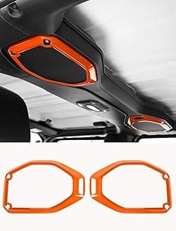 Savadicar Orange Interior Accessories - Soundbar Speaker Bezel Trim for 2018-2023 Jeep Wrangler JL JLU 4XE & Gladiator JT - Solid Color Interior Decor Upgrade Option, 2-Piece