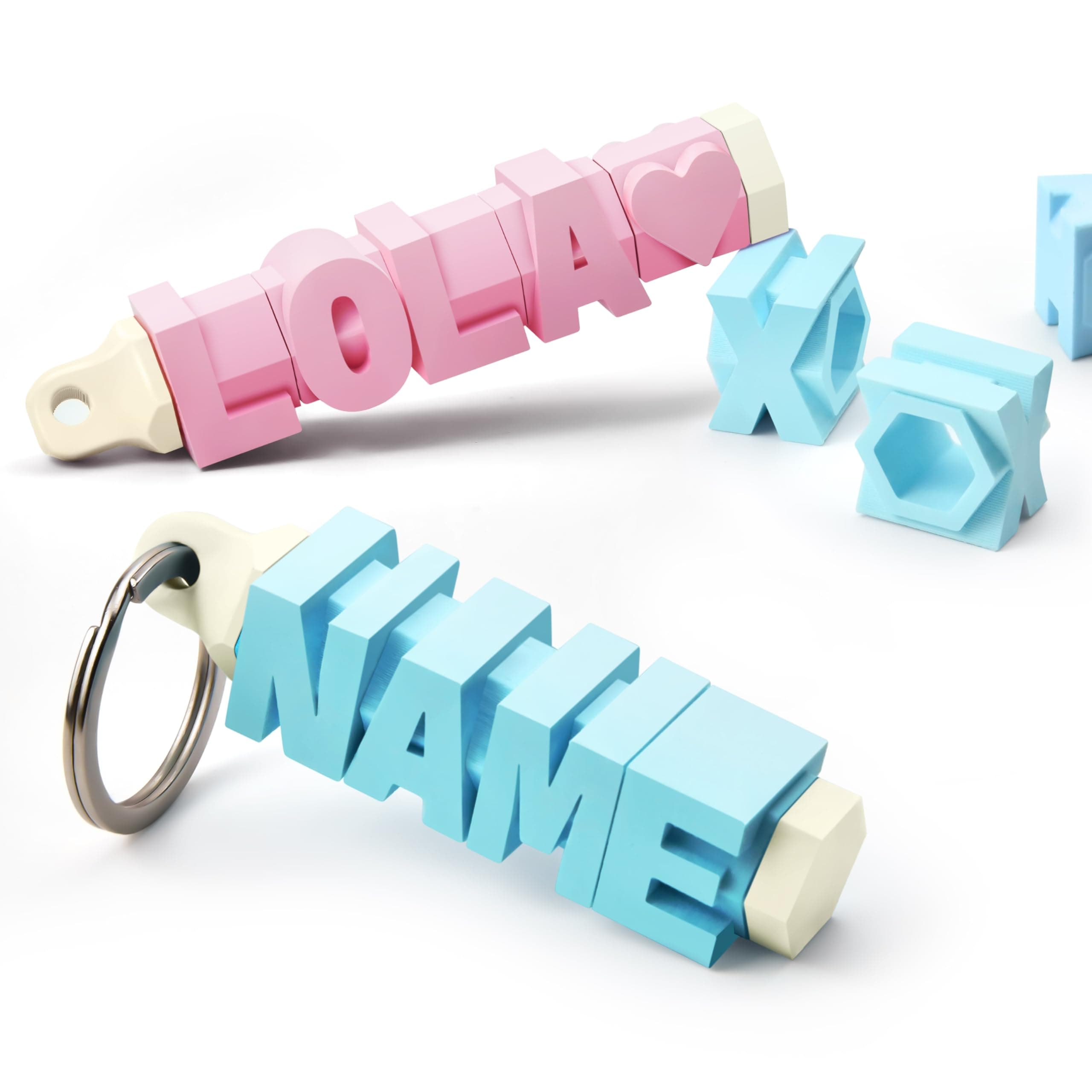 - 3D Printed Personalized Name Keychain - Cute Customized Key Chains Gift for Him, Her, Kids, Teen, Couples, and Friends