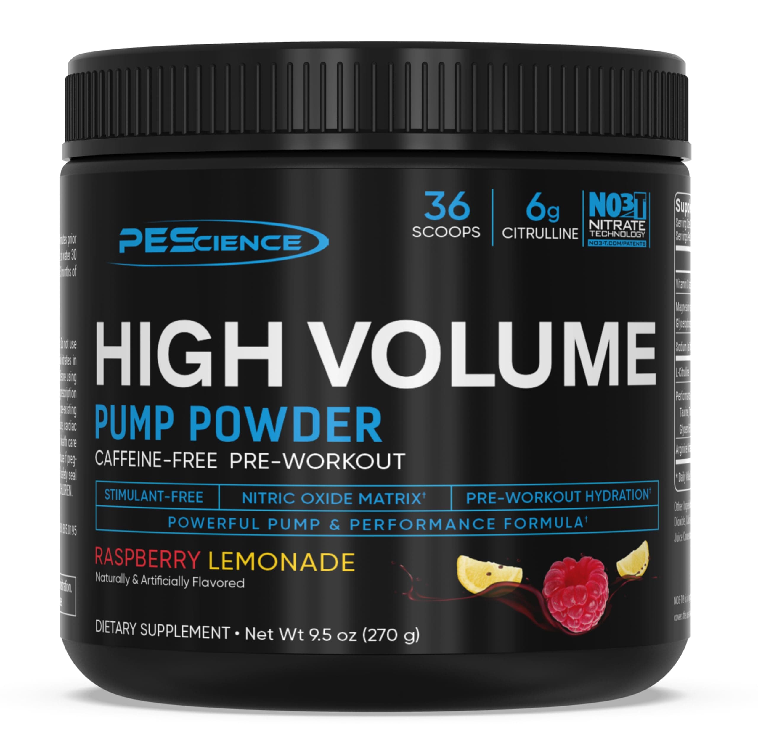 High Volume, Raspberry Lemonade, 36 Scoops, Nitric Oxide Pre Workout Powder