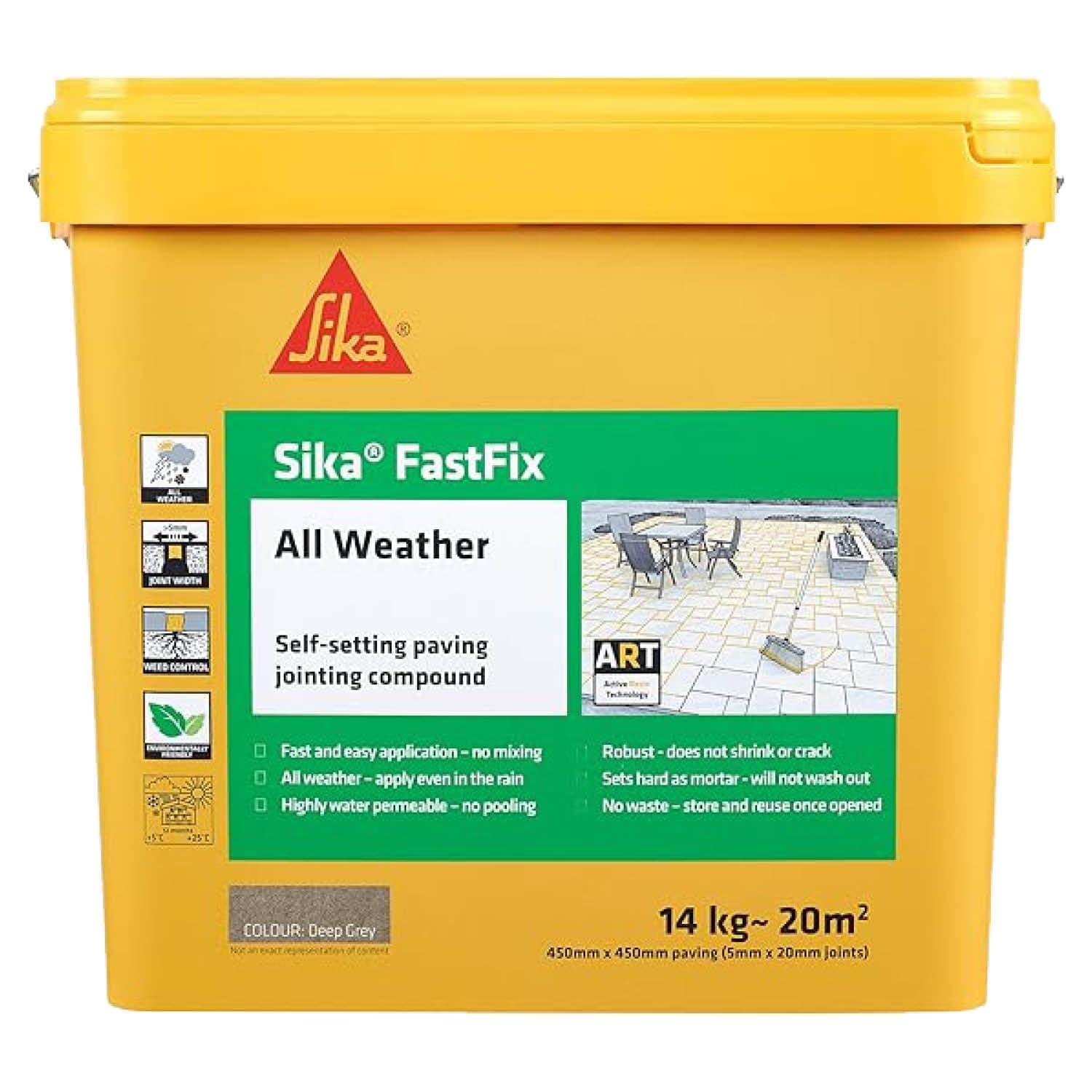 FastFix All Weather Self-Setting Paving Jointing Compound – Ready to Use – No Mixing Required - Deep Grey – 14kg – 20 sq. m
