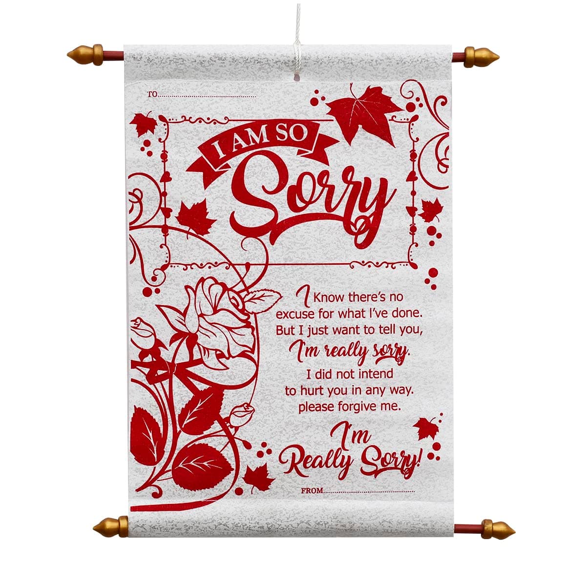 Saugat Traders Sorry Message Scroll Card - Apology Gift For Girlfriend-Wife-Friend-Girls-Boys-Husband - Red & White 30 CM
