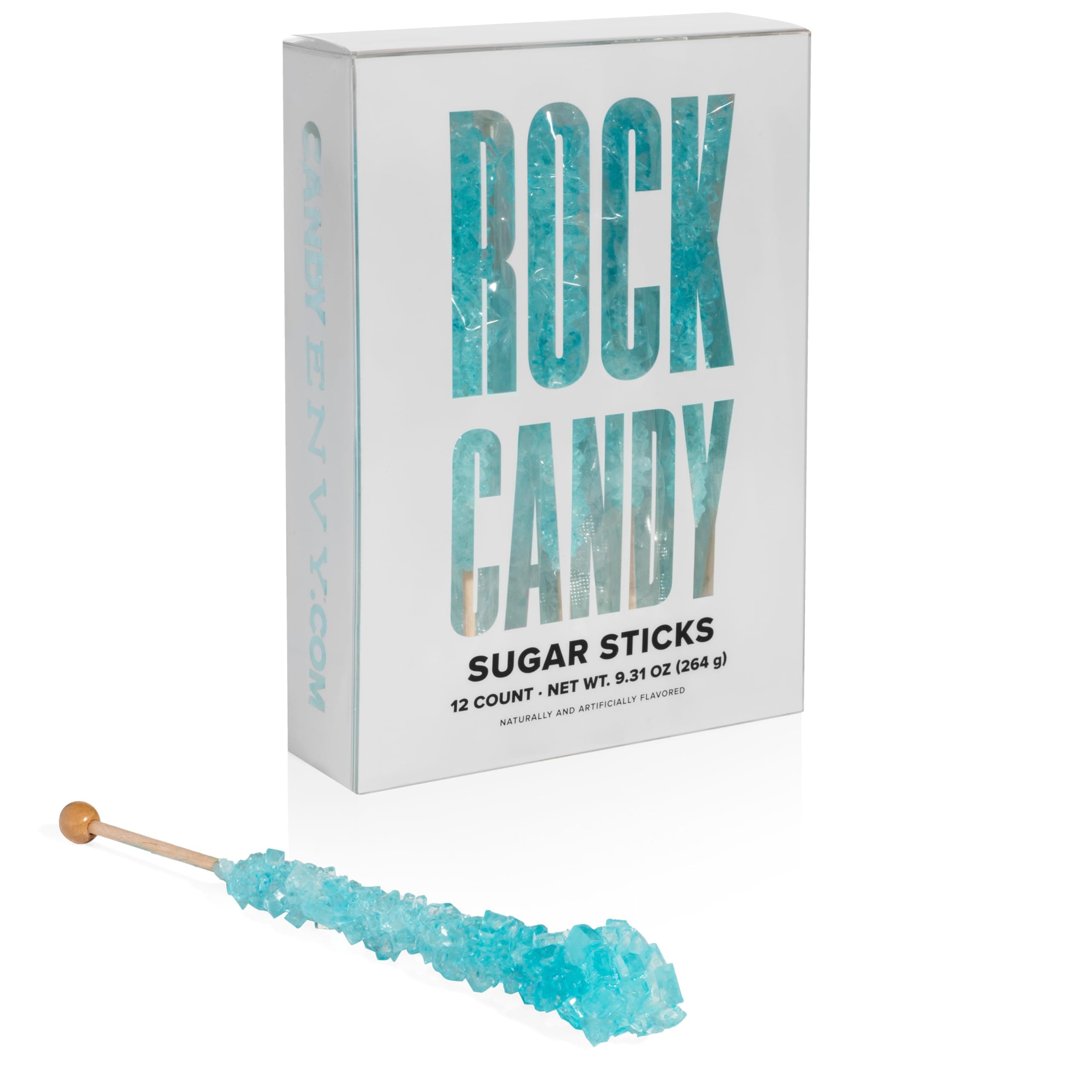 Candy Envy - Light Blue Rock Candy Sugar Sticks - Cotton Candy Flavored (12 Count (Pack of 1))