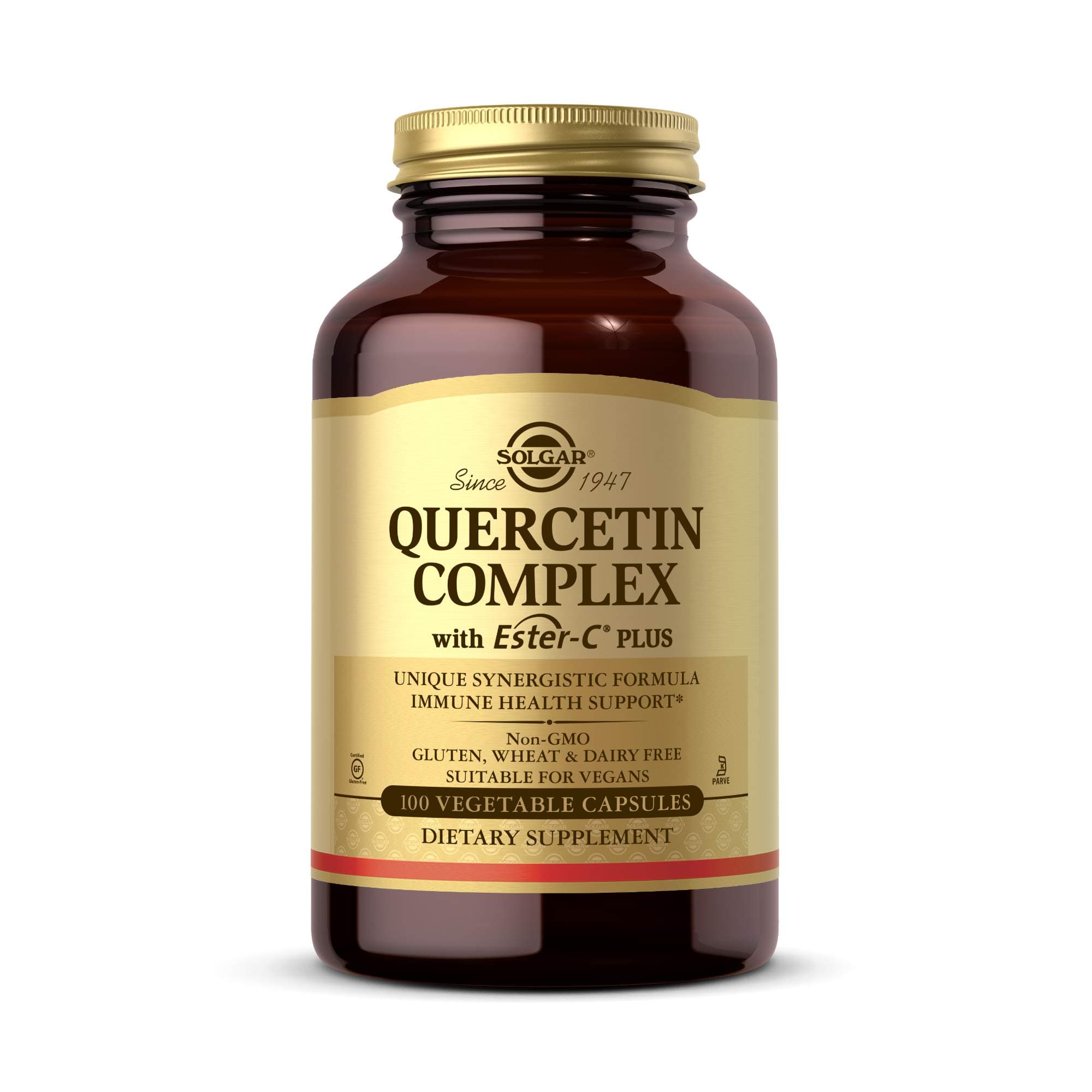 Solgar Quercetin Complex with Ester-C Plus, 100 Vegetable Capsules - Supports Immune Health, Antioxidant - Gentle on the Stomach Vitamin C - Non-GMO, Vegan, Gluten Free, Dairy Free - 50 Servings