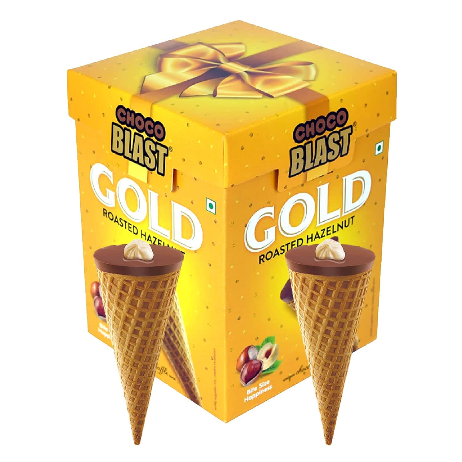 Chocoblast Choco-Filled Waffle Cone [10 Pieces Chocolate Box] Snacks for Kids & Adults - Non-Meltable Holi Gift Pack - Individually Wrapped Chocolate Cone Bites - Roasted Hazelnut