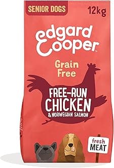 Edgard & Cooper Grain Free Dry Dog Food For Large Breed Senior Dogs (12kg), Fresh Chicken & Salmon, Glucosamine For Aging Joints, With Broccoli, Rosehip And Turmeric, Never Meat Meal