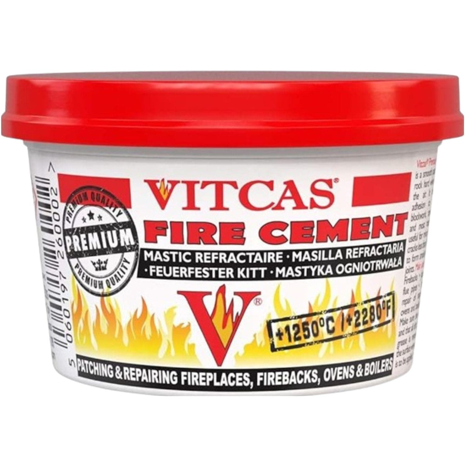 VITCAS FIRE CEMENT - 500g High-Temperature Resistant Adhesive for Secure Sealing and Repair of Fireplaces, Stoves, Boilers, and Chimneys, Ideal for Withstanding Intense Heat and Preventing Leaks