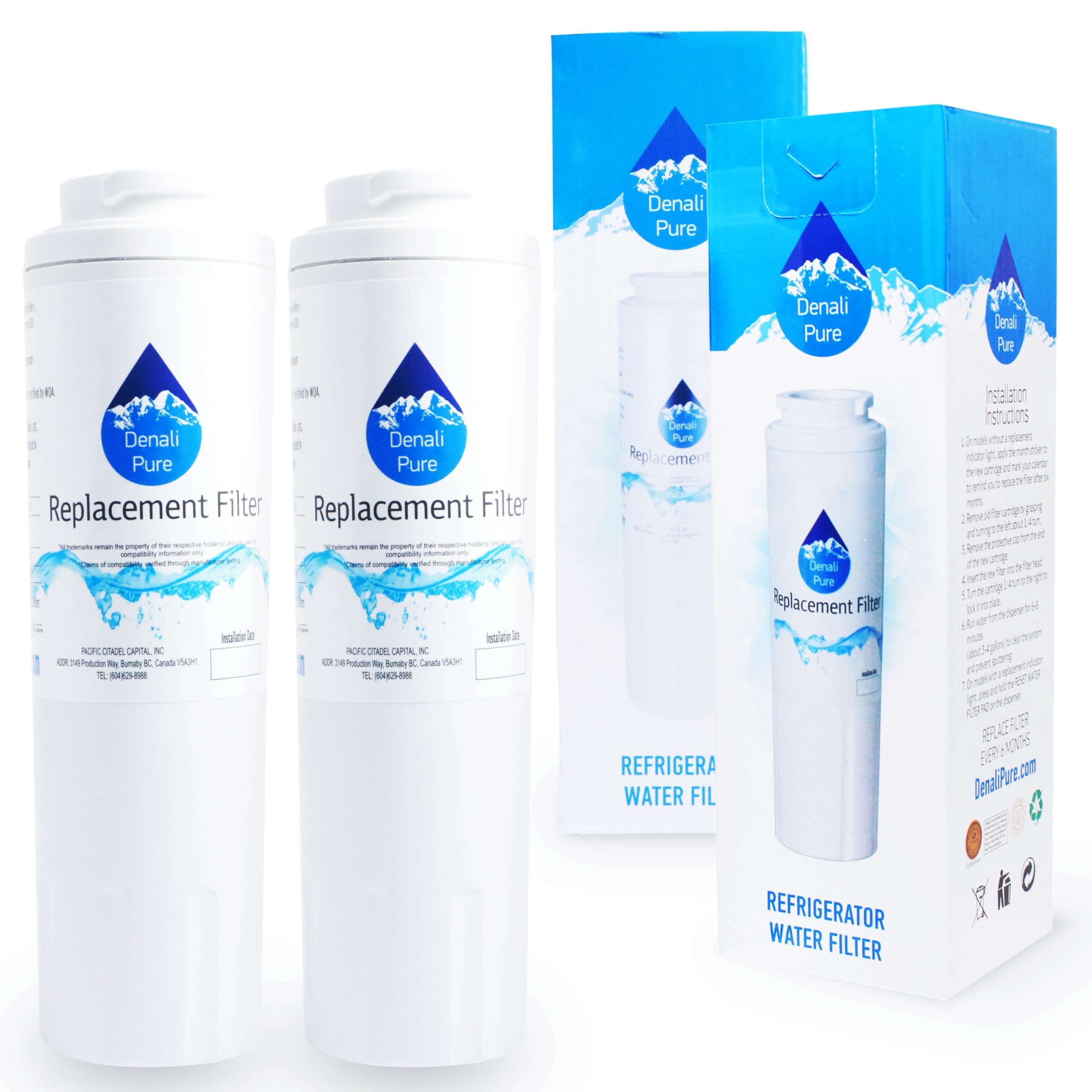 2-Pack Denali Pure Replacement for Viking RWFFR Refrigerator Water Filter - Compatible with Viking UKF8001 Fridge Water Filter Cartridge
