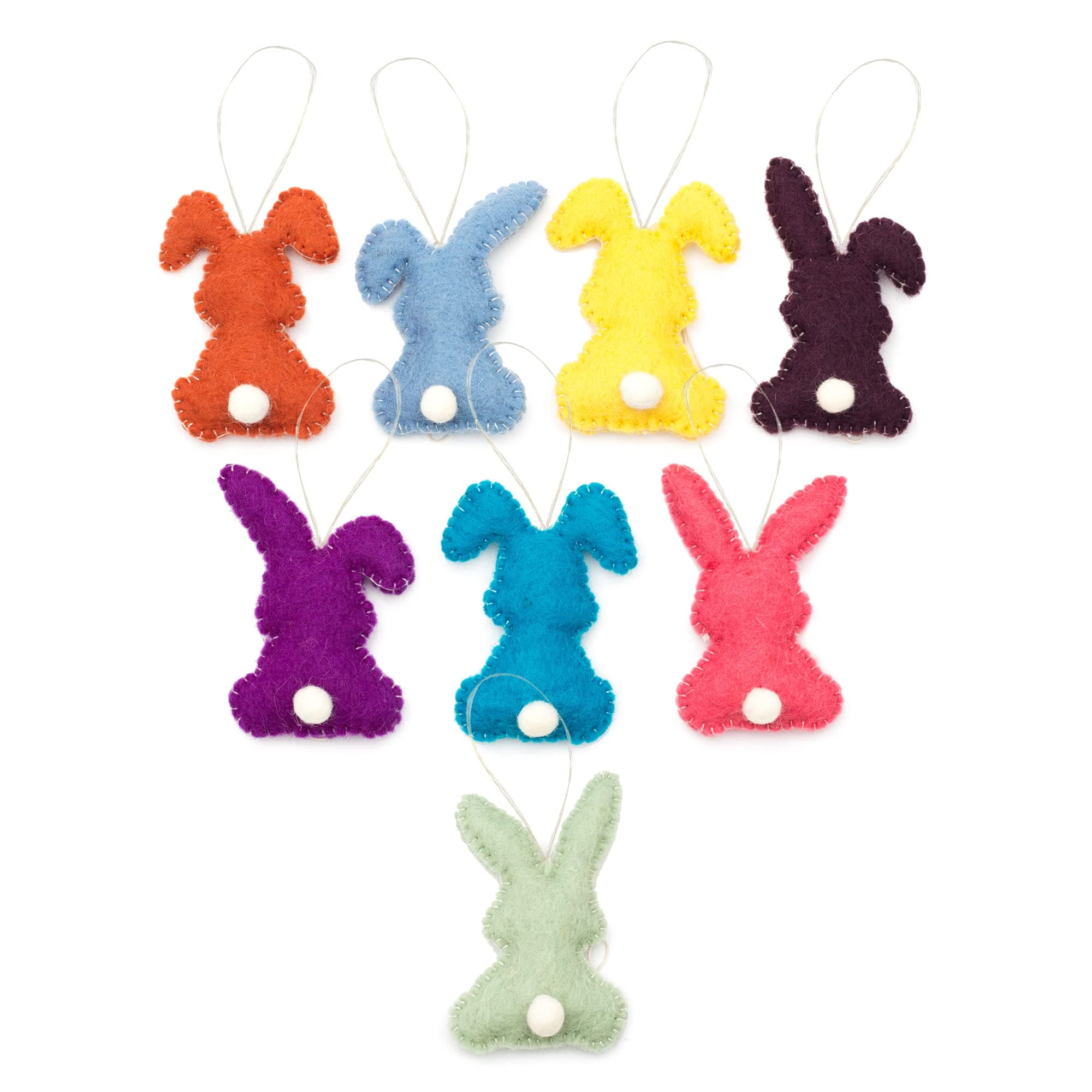 Glaciart OneFelted Bunny Ornaments Hanging Decoration - 8 pcs | Easter Rabbit Ornament Use as Home Wall Hanging Decor, Christmas Ornaments, Party Decoration, Art & Craft Supplies | Great as Gifts