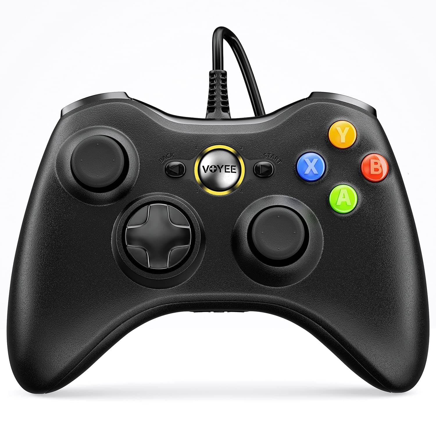 PC Controller, Wired Controller Compatible with Microsoft Xbox 360 & Slim/PC Windows 10/8/7, with Upgraded Joystick, Double Shock | Enhanced (Black)