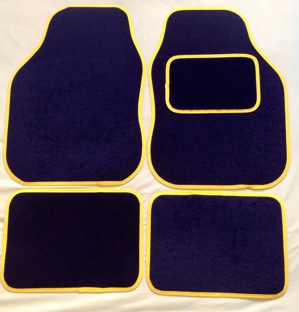 Shipley Motor Factors MINI COOPER S 02-06 Universal 4 Four Piece Car Floor Mat Set - Black With Yellow Edging/Trim