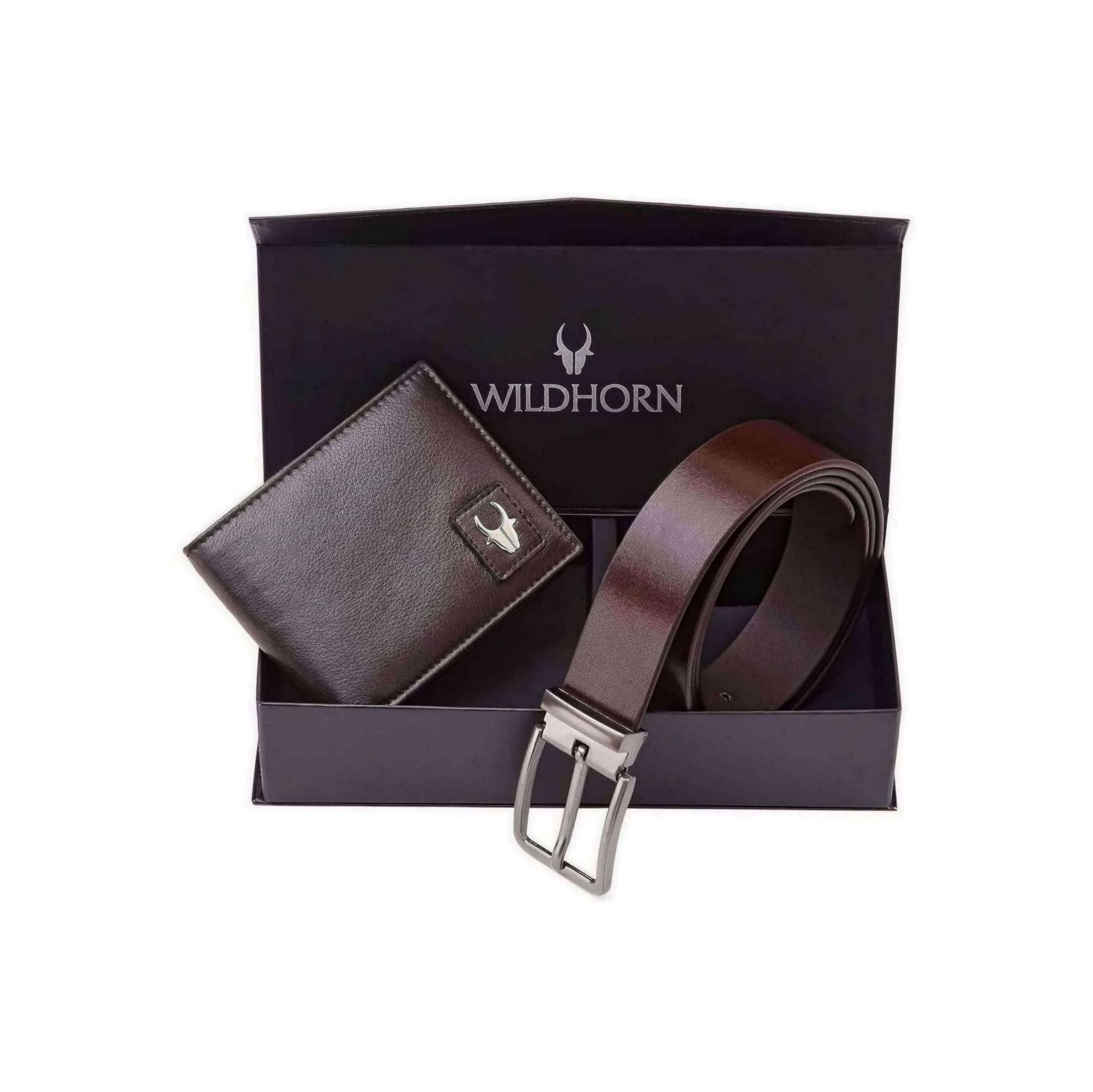WildHorn Gift Hamper for Men I RFID Protected Leather Wallet & Belt Combo Gift Set I Gift for Friend, Boyfriend,Husband,Father, Son Etc, Brown