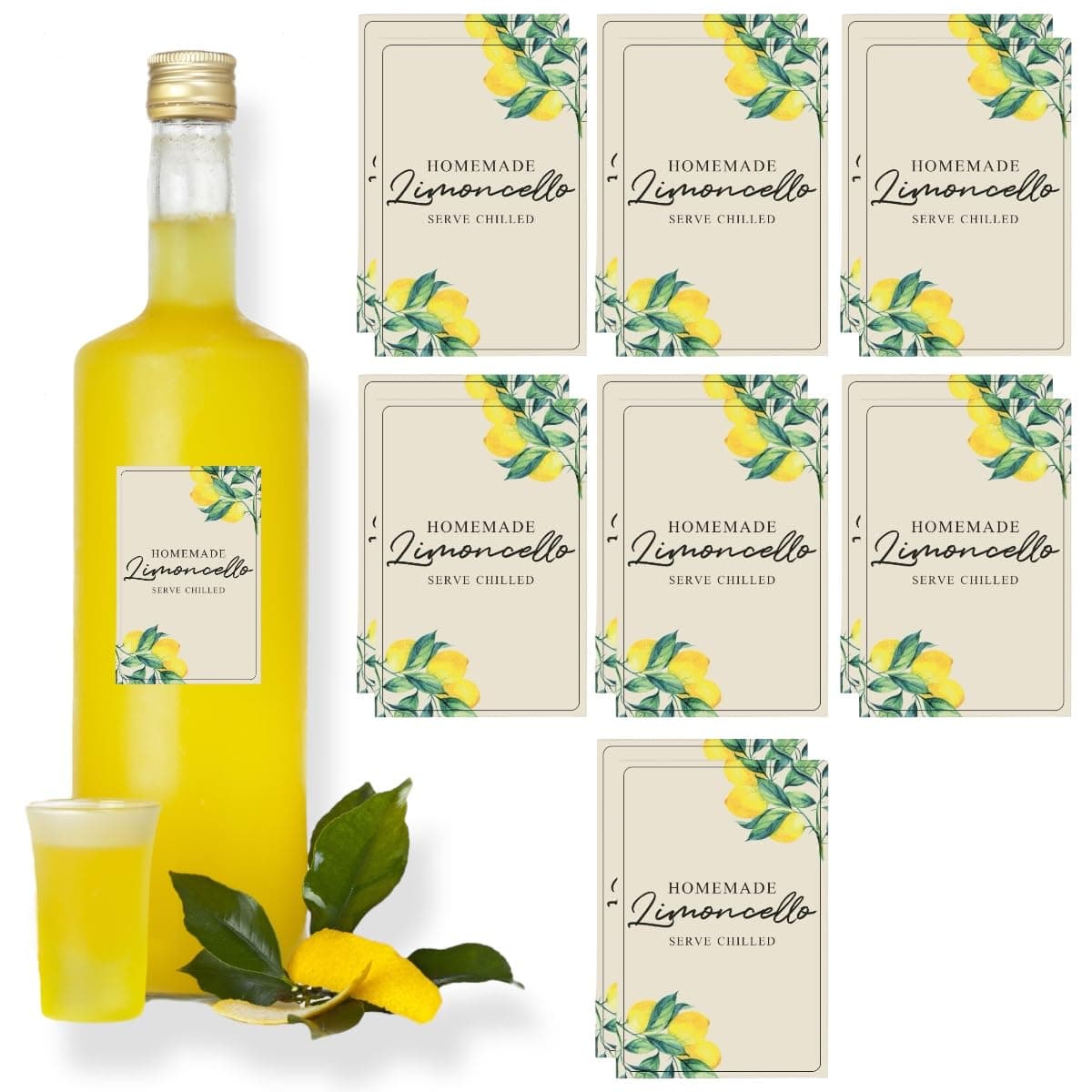 Limoncello Labels - 14 Rectangular 2"x3" Limoncello Labels for Bottles, Limoncello Bottle Labels, Limoncello Stickers Labels for Limoncello Bottles (Rectangular)
