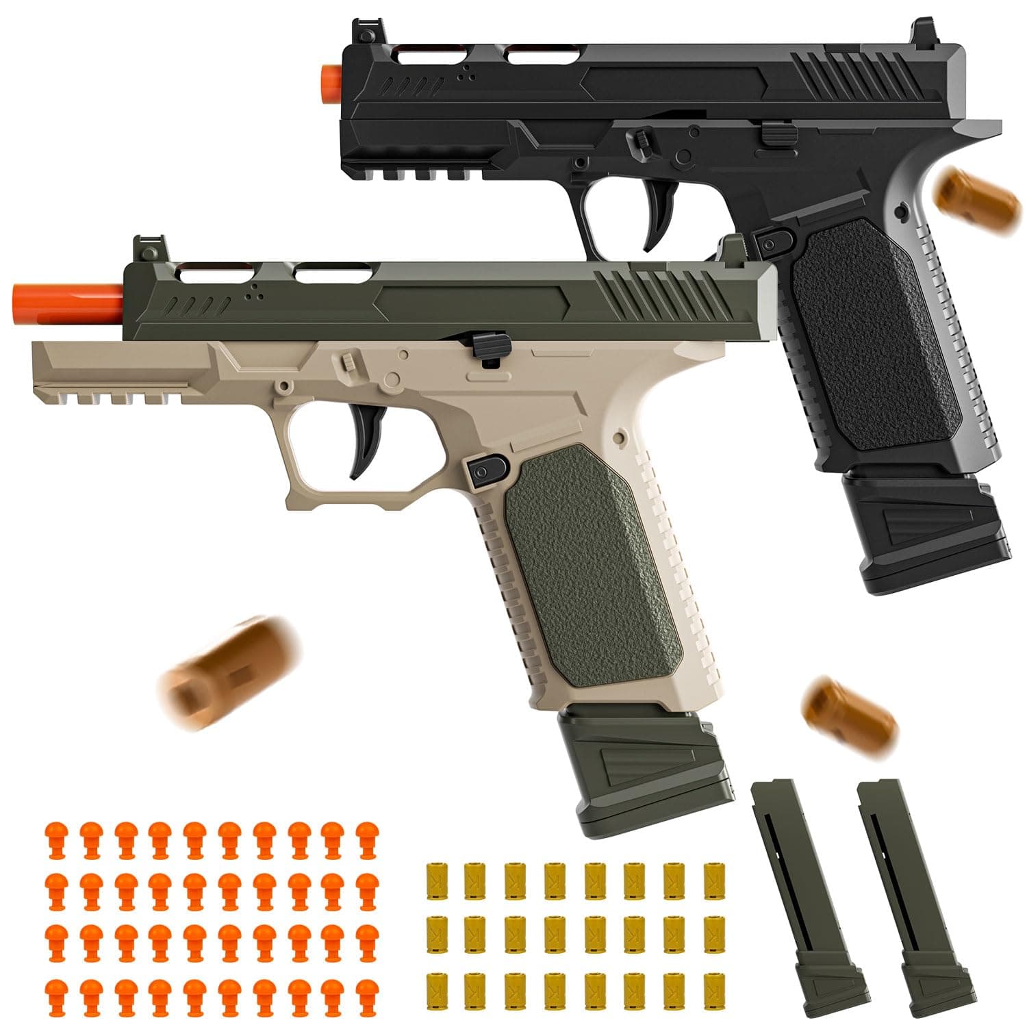 2Pack Soft Bullet Toys Gun - Semi-Automatic Handgun with Shell Ejection and Auto Rebound, Outdoor Game Toy Foam Blasters & Guns for Boys Girls Halloween Christmas Birthday Gifts (Sig17-Black+Green)