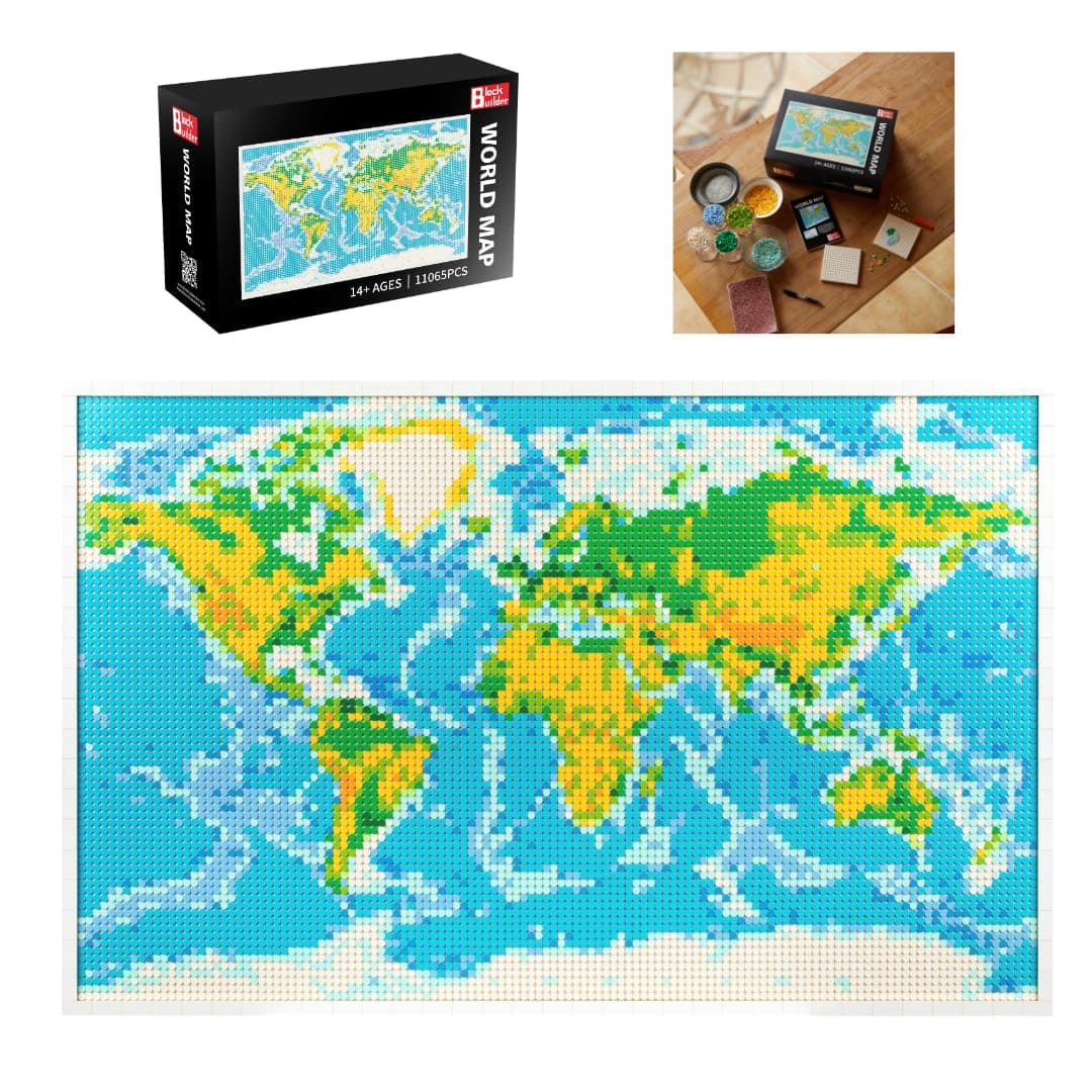 World Map Building Set (11065pcs). Wall Art for Map and Geography Enthusiasts. for Adults and Kids 14+ Year Old. Alternative Product to The Main Brand