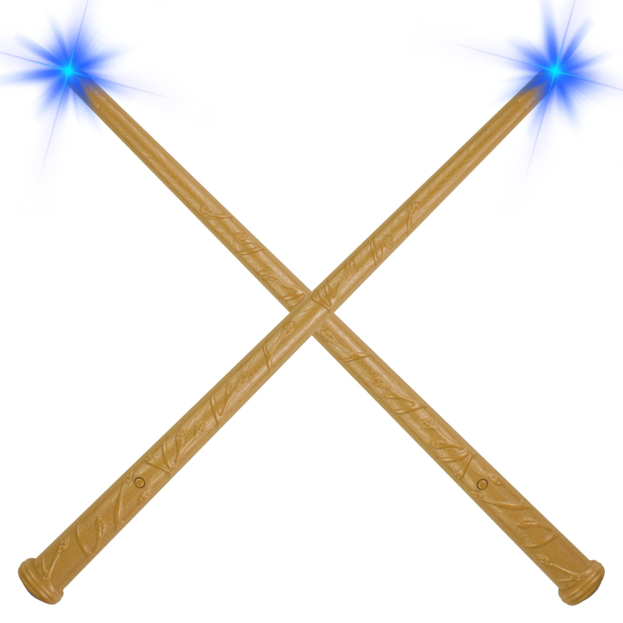 Wizard Wand, 2 Pcs Light Up Wizard Wand with Sound Magic Illuminating Toy, Wand for Kids Girls Boys, Light Sound Toy, Birthday Gifts, Party Costume Cosplay Accessory, Cosplay Props for Kids (Khaki)