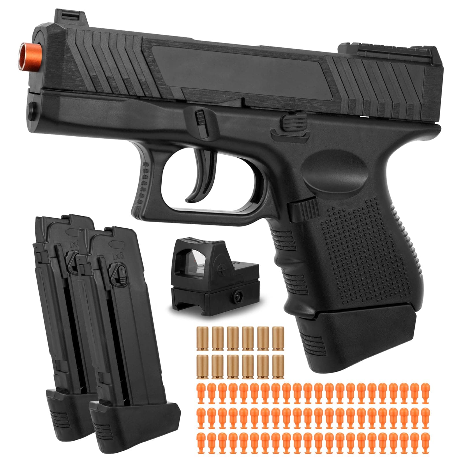 Soft Bullet Gun with Ejecting Shells, Realistic Toy Pistol for Boys, Tactical Toy Pistol with Scope, Birthday Gifts for Boys Girls Age 8+ (Black)