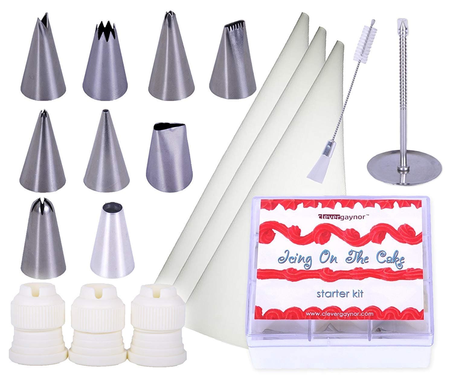 Cake Decorating Kit with Supplies - Edible Decor - Complete with Icing Bags and Cleaning Brush - Perfect to Add Frosting to Cakes, Cupcakes, Cookies and Pastries - Decorate Like a Professional