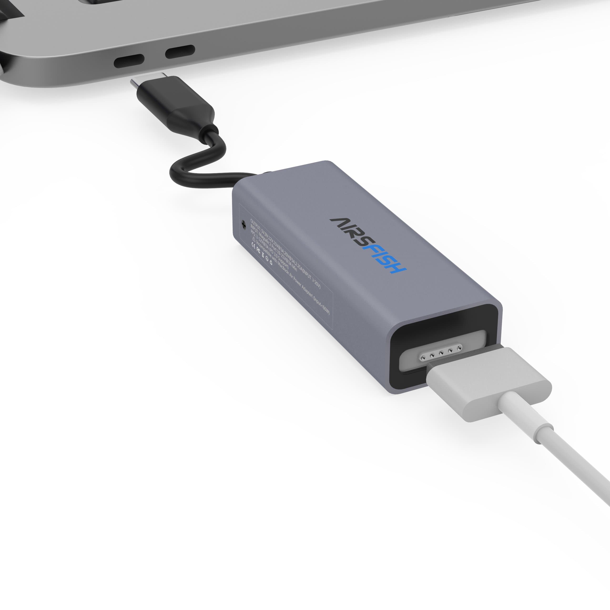 Usb Type C to Magsafe 2 charger Adapter, AirsFish Usb C to 5 Pin Magsafe 2 Power Converter T-Tip Connector Cable for Macbook/Macbook Pro/Switch/Laptop (Grey)