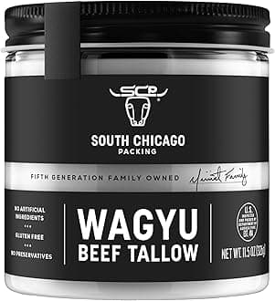 South Chicago Packing Wagyu Beef Tallow, 11 Ounce Jar, Perfect for Searing, Sautéing, Cooking, Pan Frying, Keto Friendly, Paleo Friendly, Pantry