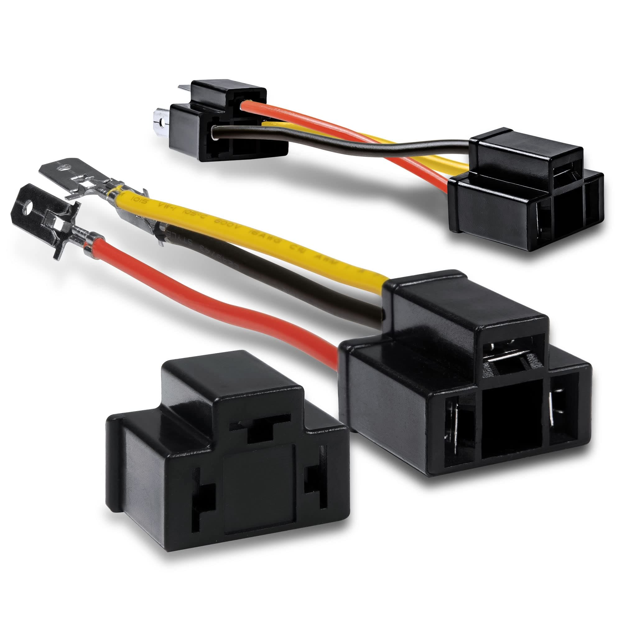 ONLINE LED STORE 2pc H4 (9003/HB2) Headlight Socket Converter Kit [FOR H4652, H4656, H4666, H6545] [Plug and Play] Head Light Wiring Harness Connector Plug