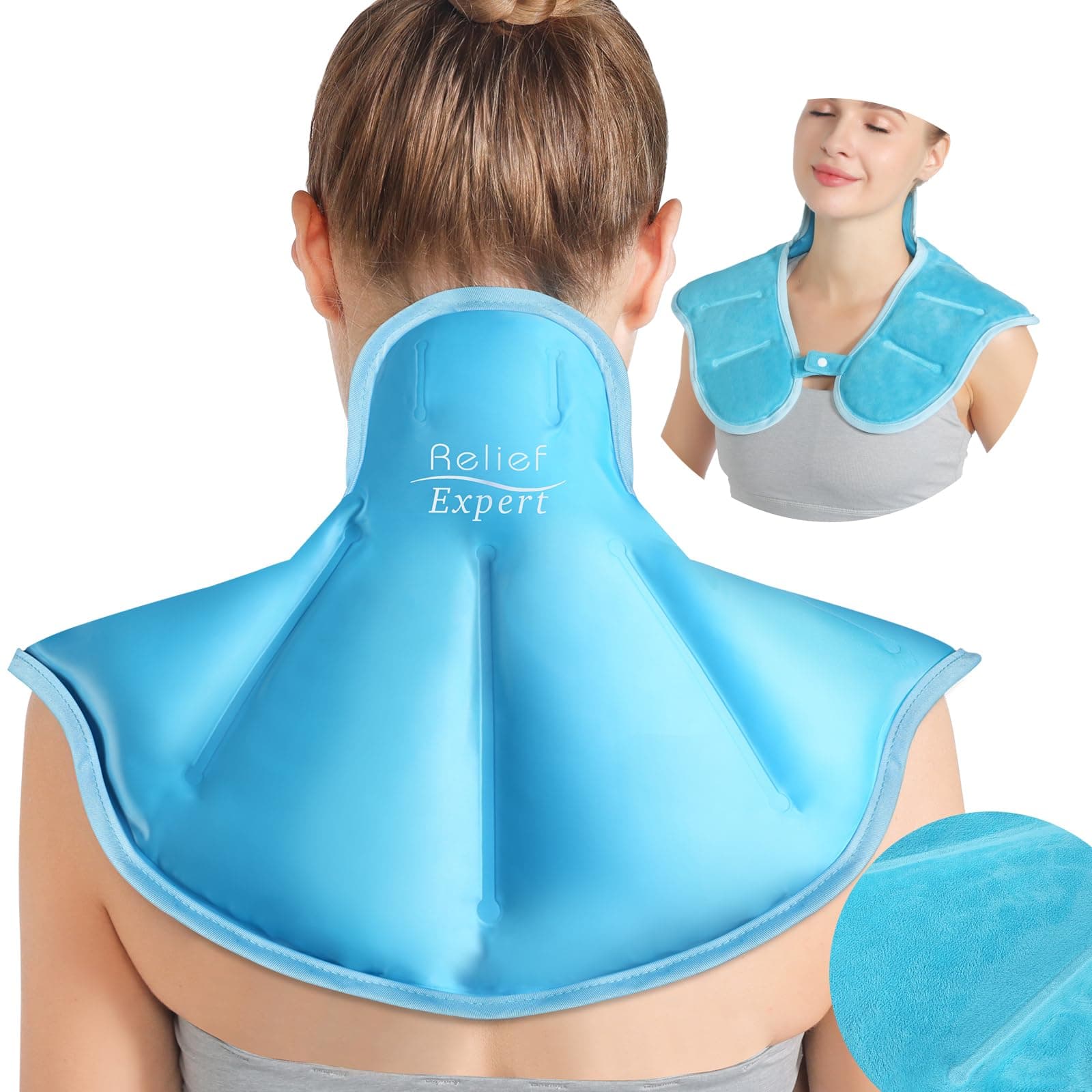 Relief Expert Neck Ice Pack Wrap, Ice Pack for Neck and Shoulder Injuries Reusable Neck Cold Pack for Shoulders and Upper Back Pain Relief