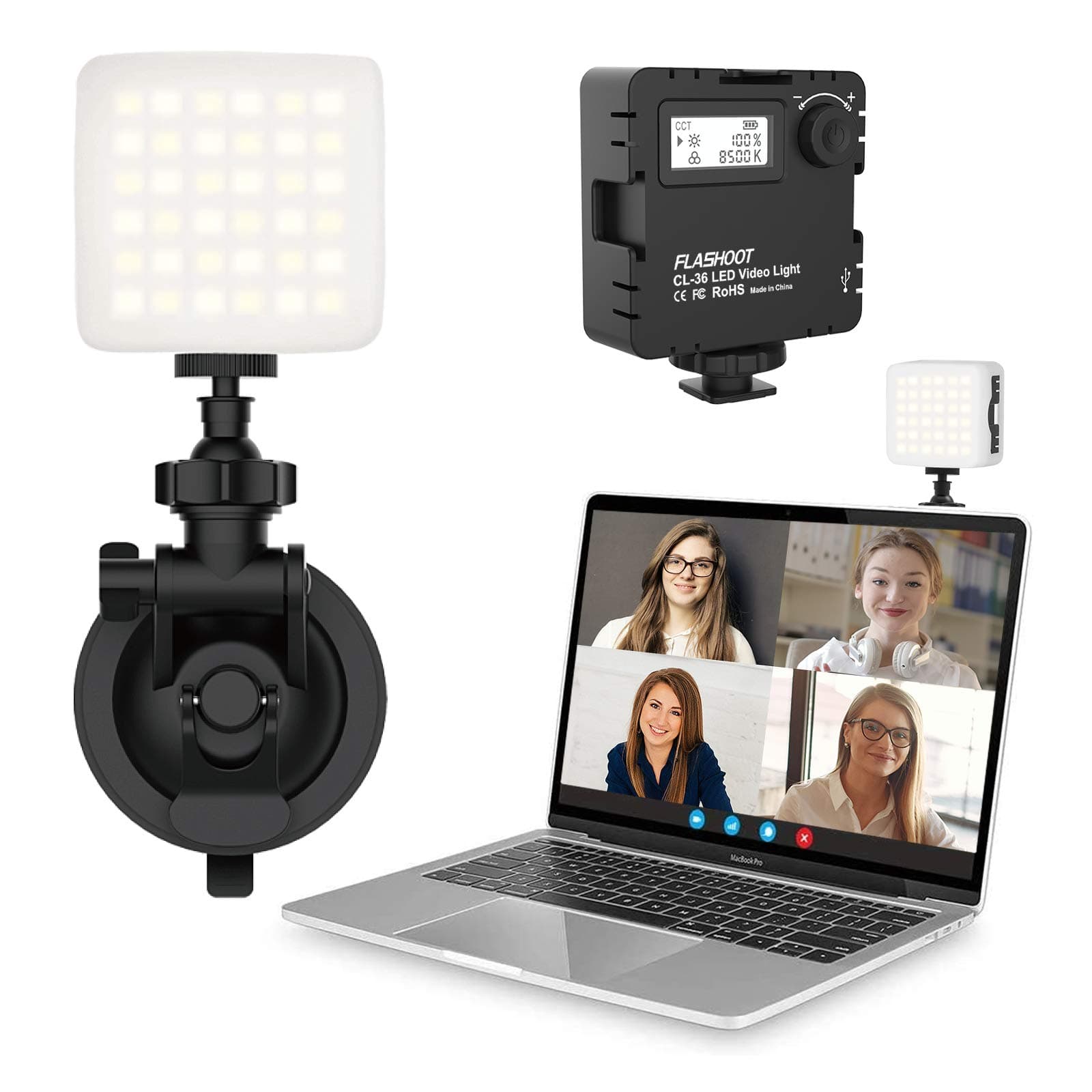 Mini LED Video Light for MacBook Zoom Meeting,Webcam Lighting for Video Conferencing,LED Camera Light for Photography with Bi-Color&LCD Screen,iMac Laptop Light for Remote Working, Streaming,Vlogging