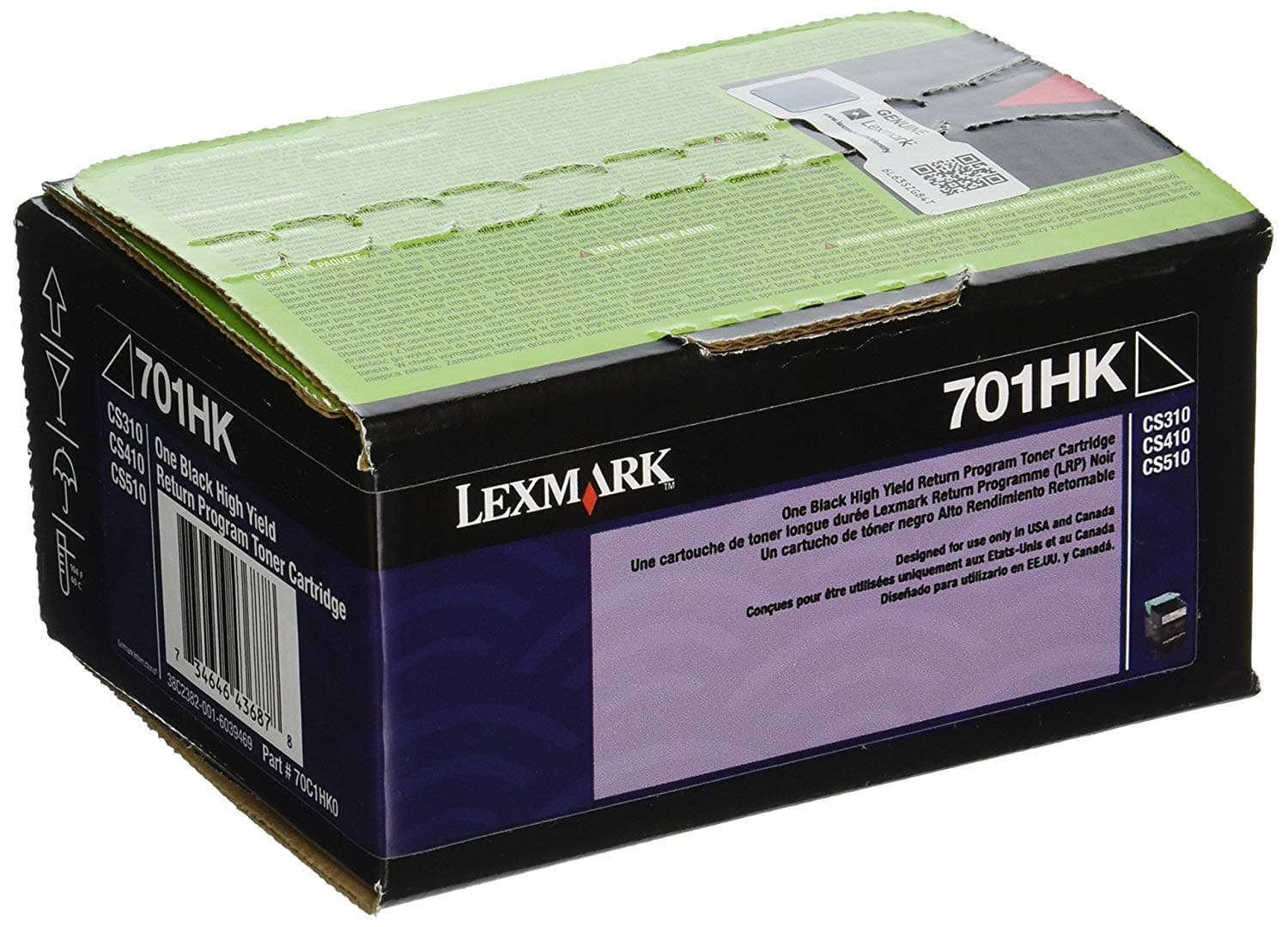 Lexmark 70C1HK0 701HK CS310, CS410, CS510 Black High Yield Return Program Toner Cartridge
