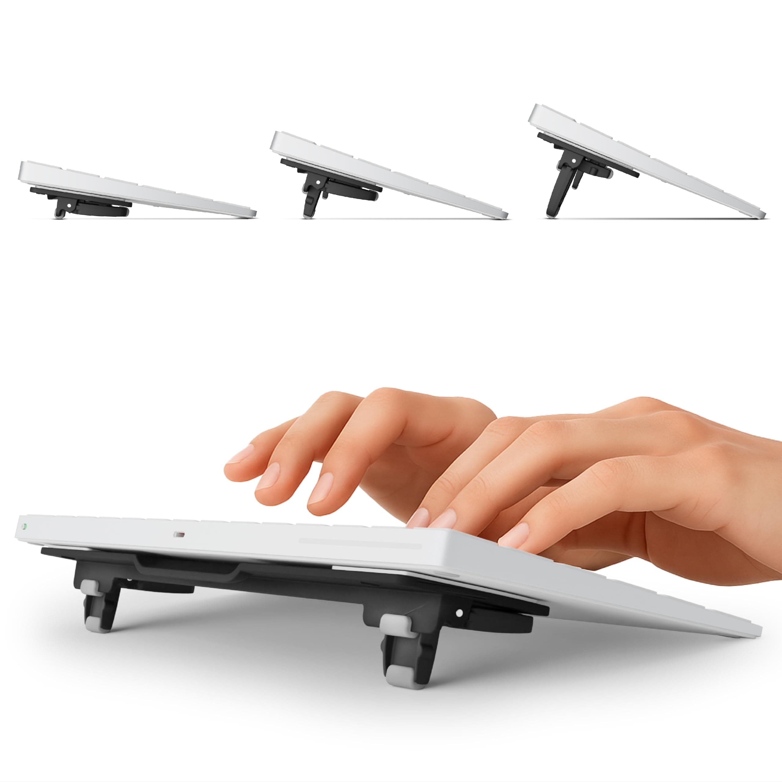 GPG2 ESC Flip Keyboard Stand for Desk, Compact Tilting Riser with 3 Adjustable Angles for Ergonomic Typing, Compatible with Magic Keyboard & Flat-Back Models