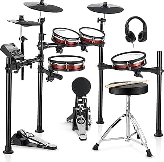 Donner DED-200 MAX Electronic Drum Set with Industry Standard Mesh Heads, 10'' Snare, 8“ Tom, 10'' Tom, 12'' Crash, 450+ Authentic Sounds for Optimal Performance and Feel NEW