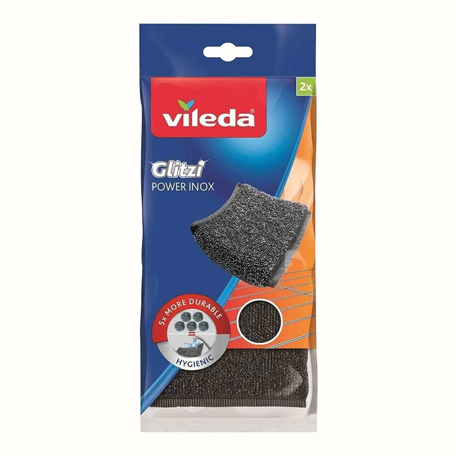 Glitzi Power INOX Steel Sponge for Stubborn Dirt, 2 Pieces