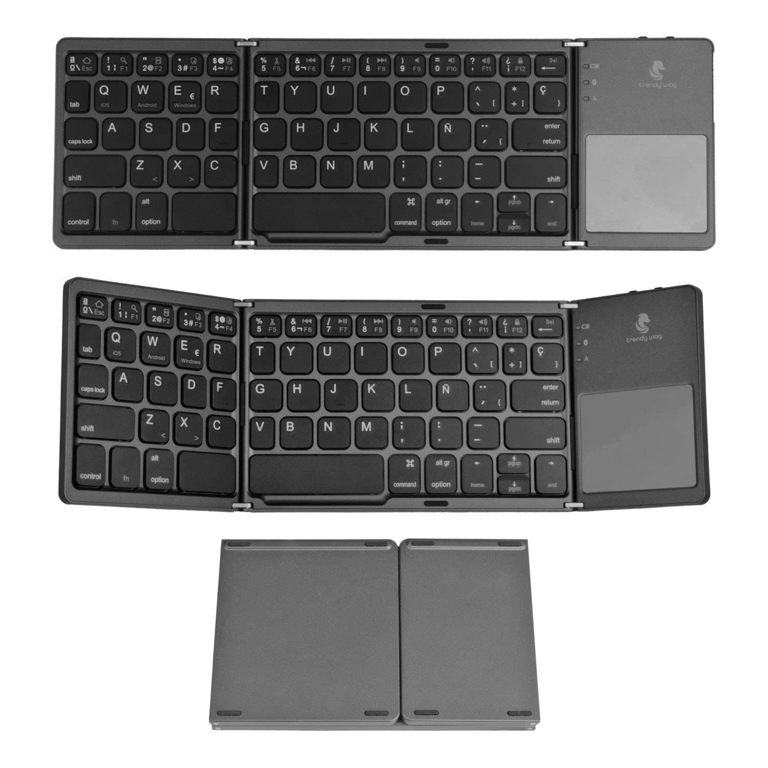 Foldable Bluetooth Keyboard Trendy Wag Portable Wireless Folding Rechargeable Pocket Size Full Size Ultra Slim for Windows Mac OS Android iOS PC iPad Samsung Tablet Smartphones