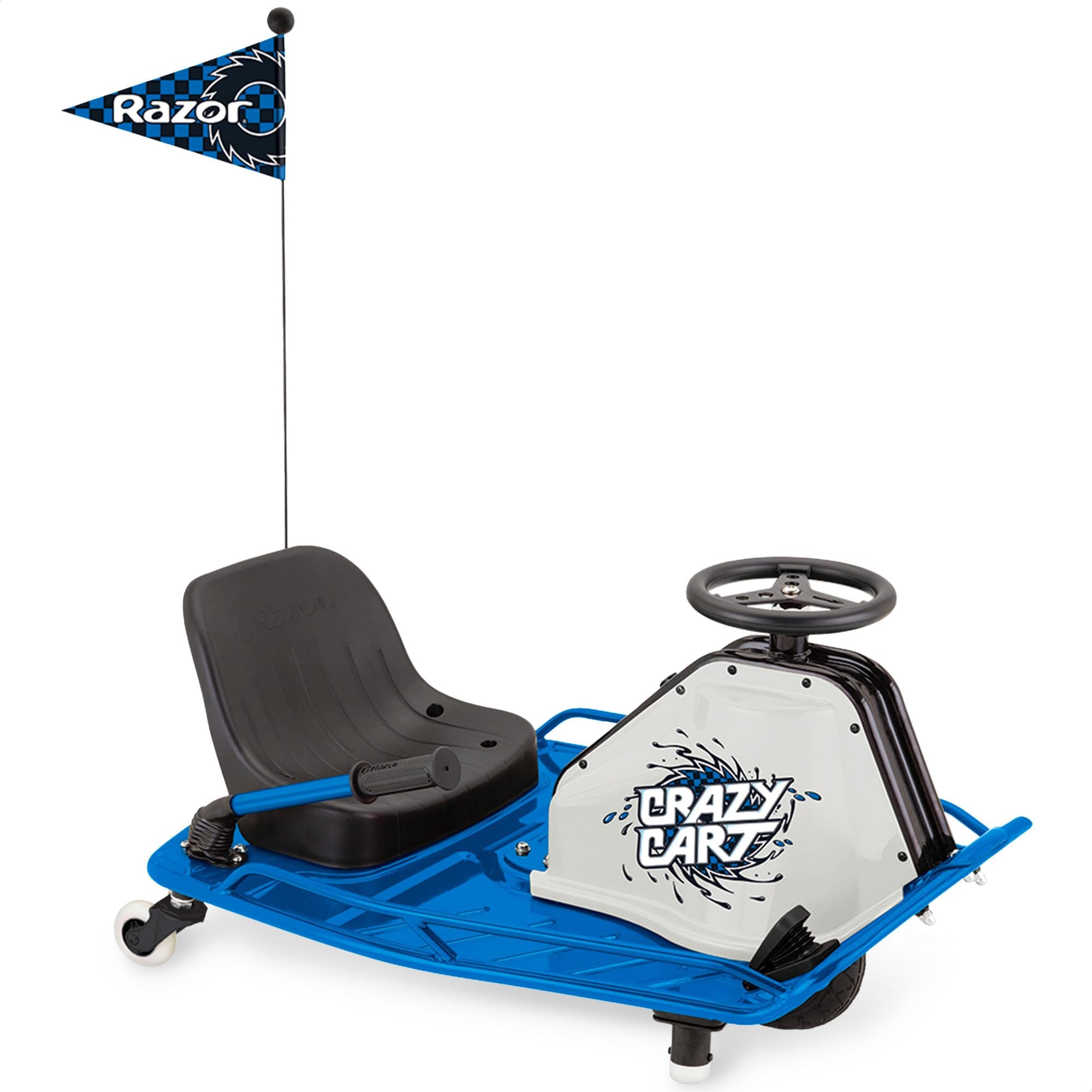Crazy Cart Electric Ride-On for Kids Ages 9+, 140 lb Max Weight, Blue – 250W Motor, Up to 12 Mph, 40-Min Run Time, Foot Pedal Throttle, High-Impact Pneumatic Front Tire & Rear Caster Wheels