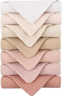 Konssy 7 Pack Muslin Washcloths 100% Cotton Unisex Absorbent Newborn Washcloths