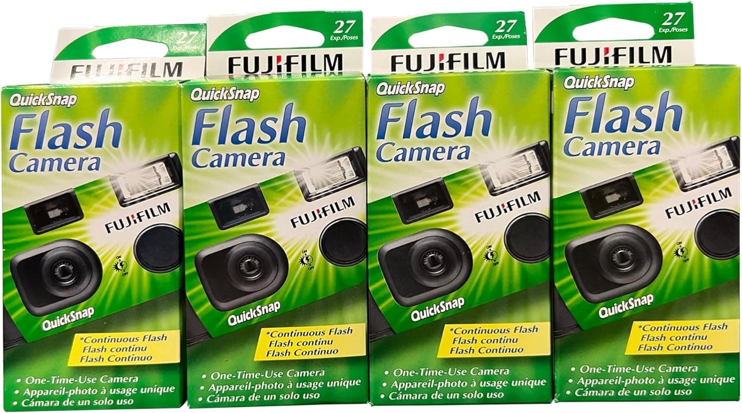 QuickSnap Flash 400 One Time Use 35mm Camera with Flash, 27 Exposures, 4-Pack
