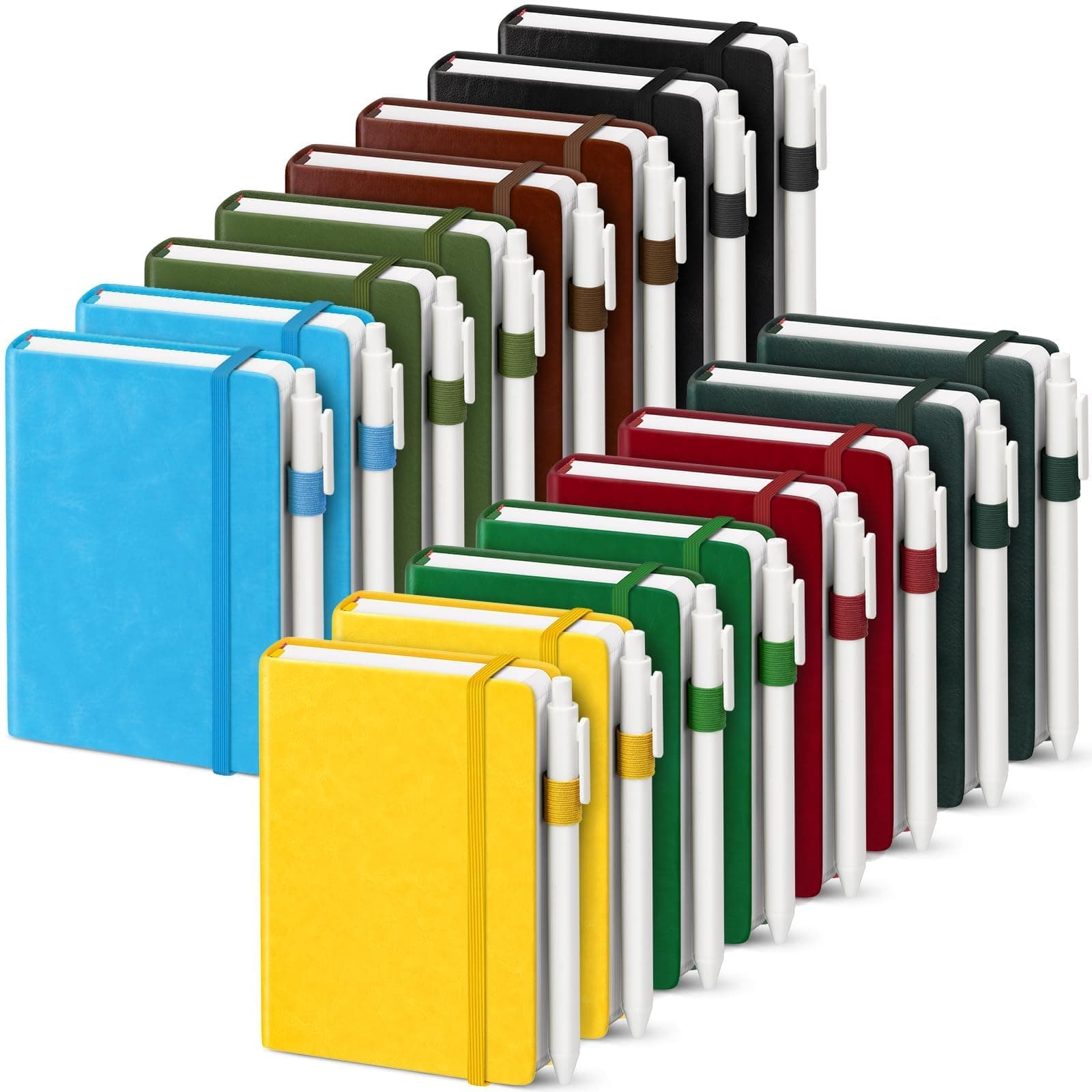 Pocket Small Notebook Journals, 16 Pack (8 Vibrant Colors) Mini Notebook 3.7x5.7 Butterfly Journaling Notebooks for Women Men, Hardcover Lined Note Pads with Pens for Work, Business, Travel Journal, Office Supplies