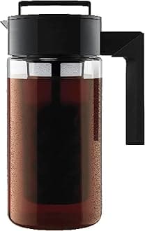 Patented Deluxe Cold Brew Iced Coffee Maker with Airtight Lid & Silicone Handle, 1 Quart