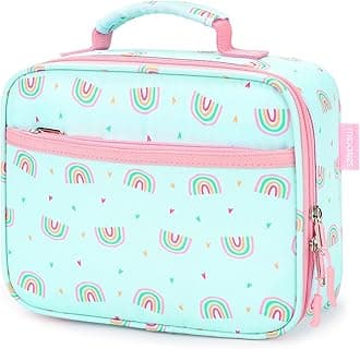 mibasies Kids Lunch Box for Girls Toddler, Insulated and Reusable Lunch Bag for School, Rainbow Mint Green