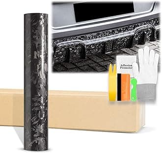 48"x60" (4FTx5FT) Gloss Black 24K Chopped Forged Carbon Fiber Textured Vinyl Wrap Auto Car Sticker Decal Sticker Film Sheet Bubble Free Air Release Technology with Tool Kit