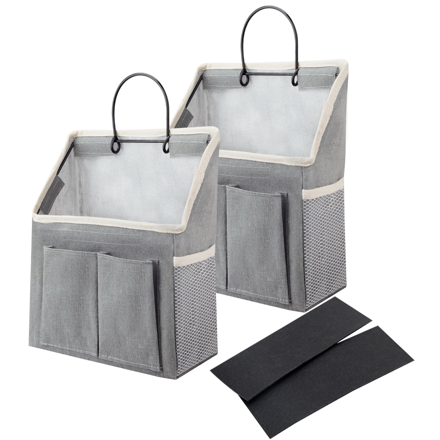 LYroo 2 Pack Wall Hanging Bag Organizer Basket with Pockets for Bathroom Bedroom Kitchen Dorm Room Essentials Rv Storage and Organization (Gray)