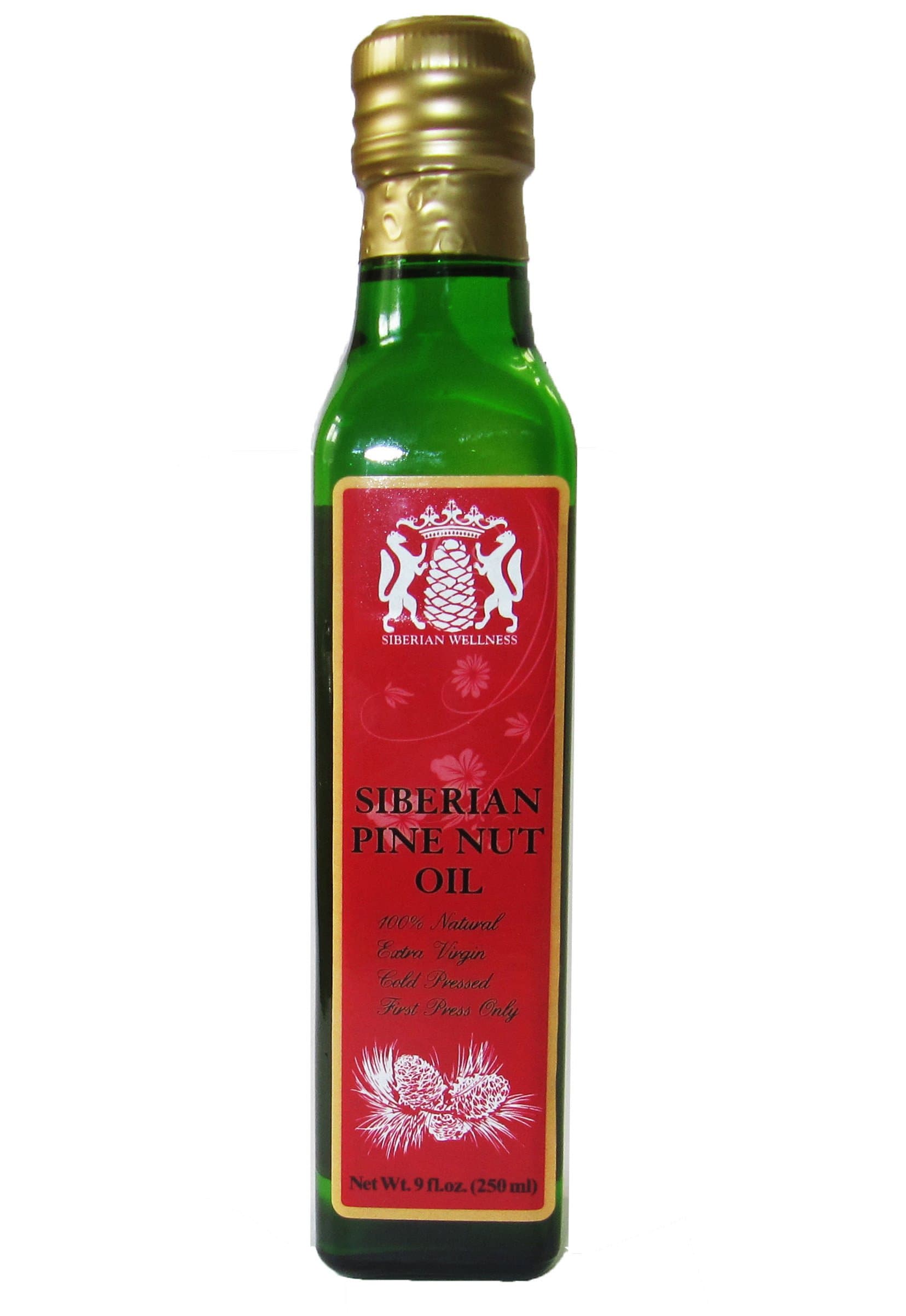 Pine Nut Oil. 8.75 Fl. Oz. (250 Ml Equals to 450 Sgels by 500 mg). First Grade, Extra Virgin, Cold-pressed, First Press Only. 100% Natural. Pressed from Wild Harvested