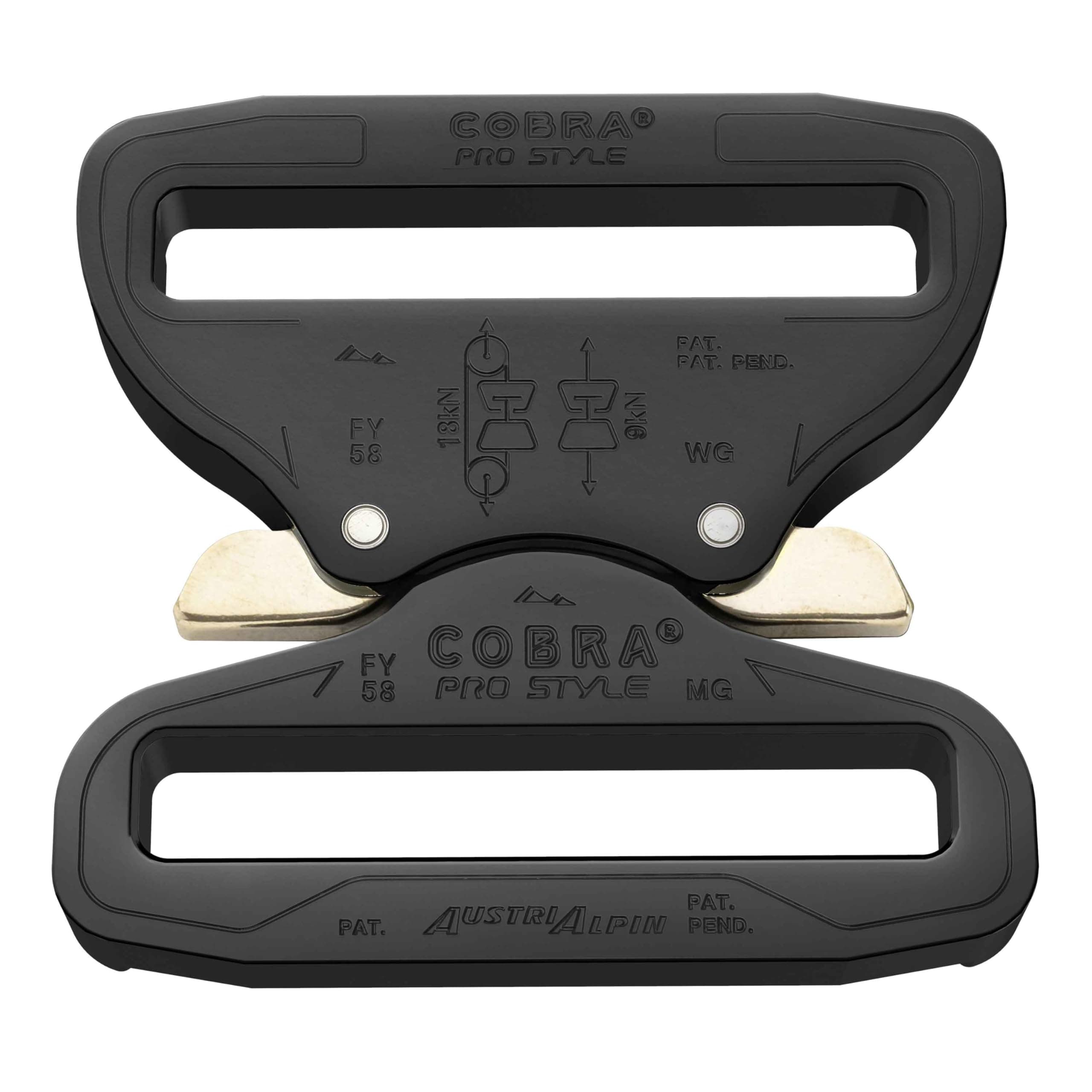 2.25" 58mm Fixed COBRA ProStyle Quick Release Duty Belt Buckle, Ktl Black, 58 mm