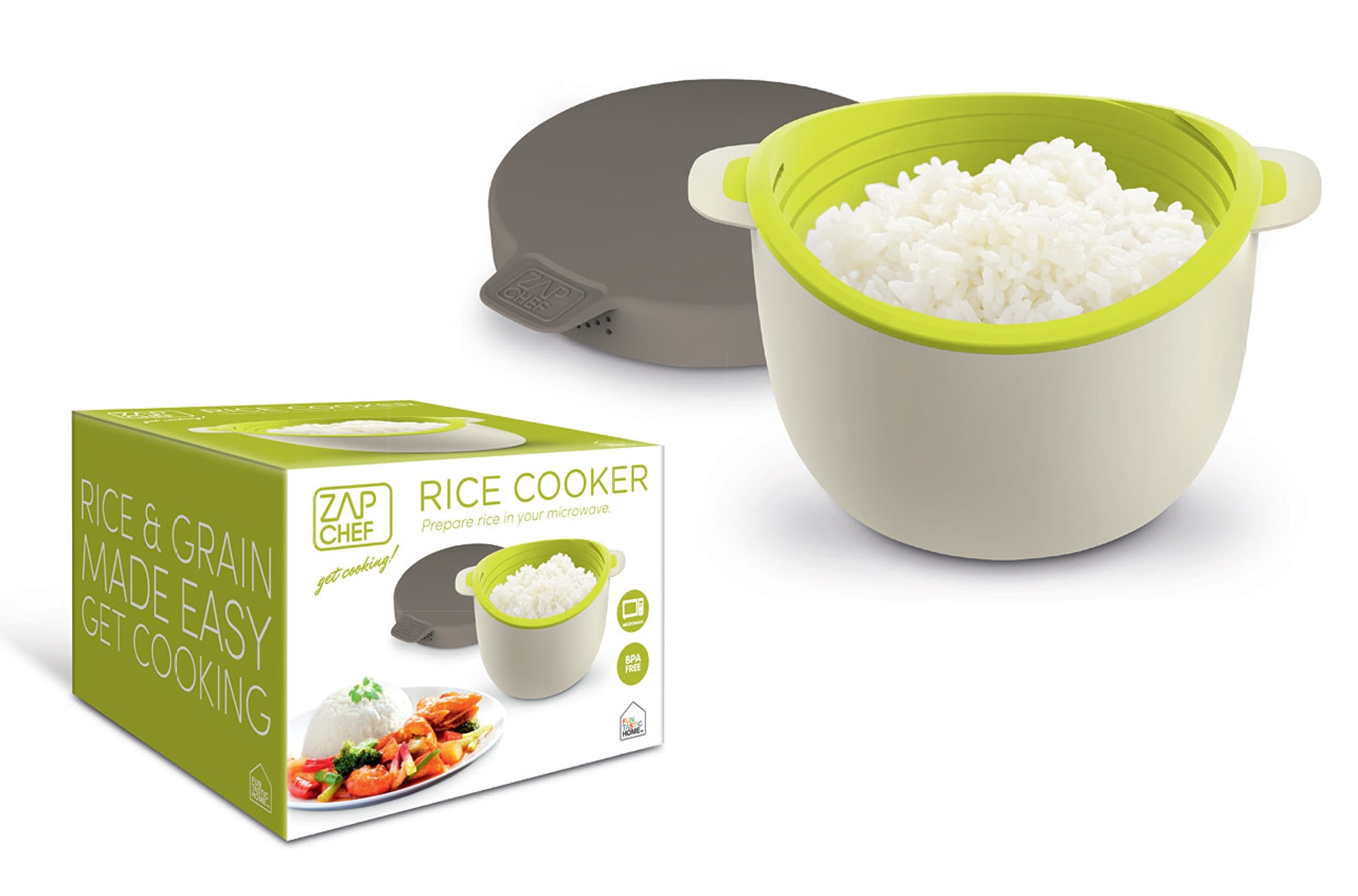 Microwave Rice Cooker , Vegetable Steamer, Pasta Maker, Serves 2 Or More in 17 Minutes