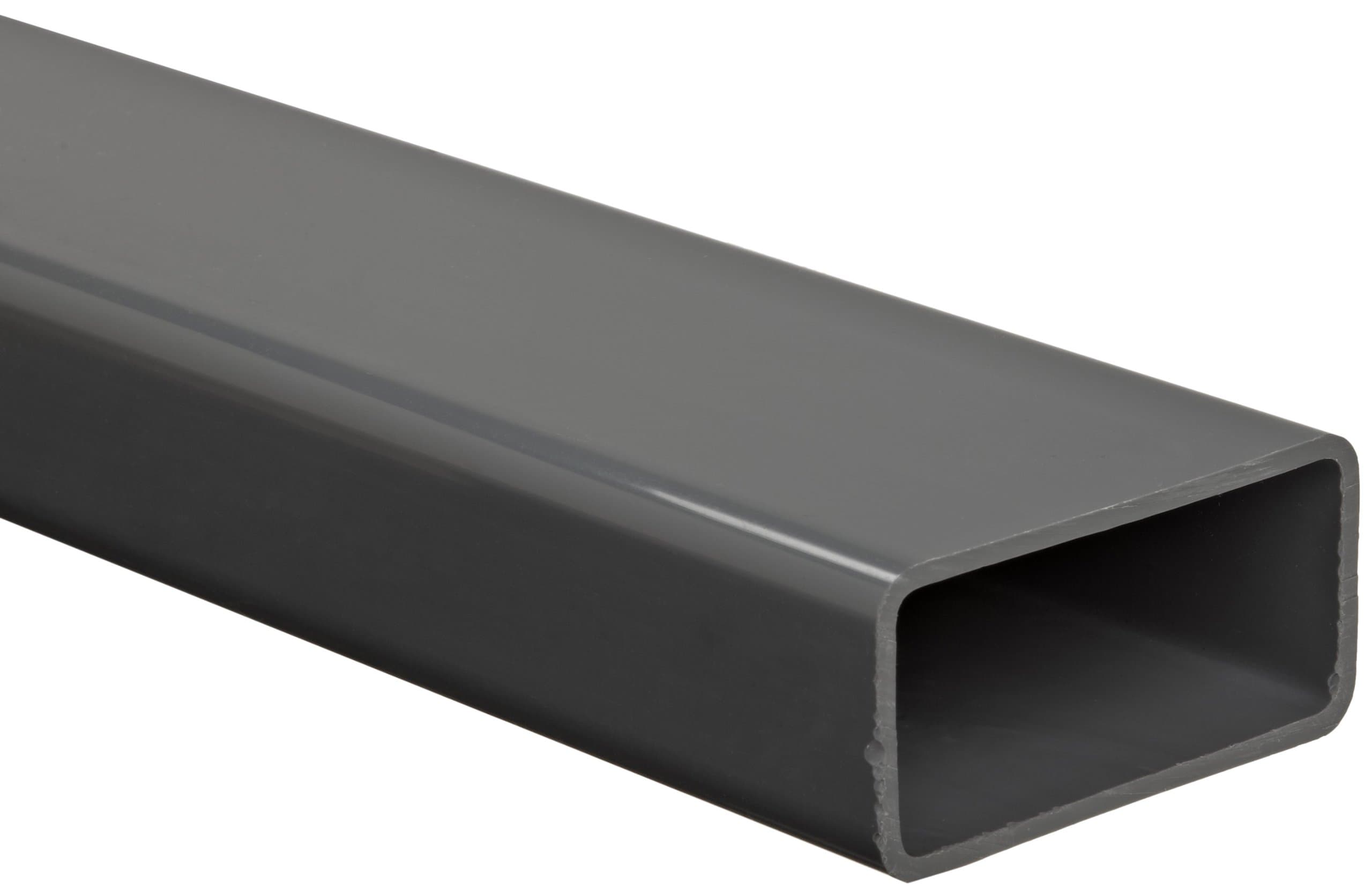 PVC-Hollow Rectangular Bar, Gray, NSF 61, 2-3/4" X 1-3/8", 0.098 Wall , 48" Length