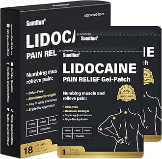 4% Lidocaine Patches, Long Lasting Plaster Patch for Knee, Shoulder, Muscle, Joints with Natural Ingredients, Extended Patch with Lidocaine (Large, Count, 18)