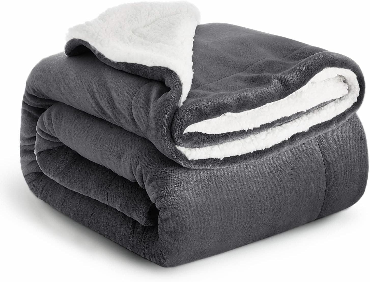 IR Imperial Rooms Sherpa Fleece Throw Blanket for Couch - Soft and Fuzzy Grey Blanket for Winter - Reversible Thick and Warm Fluffy Throw Blankets for Bed, Sofa, Camping and Travel, 50x60 Inches