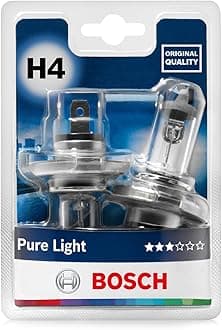 H4 (472) Pure Light Halogen Headlight Bulbs, 12 V 60/55 W, Original Quality - Socket Type P43t - Pack of 2 Replacement Car Light Bulbs