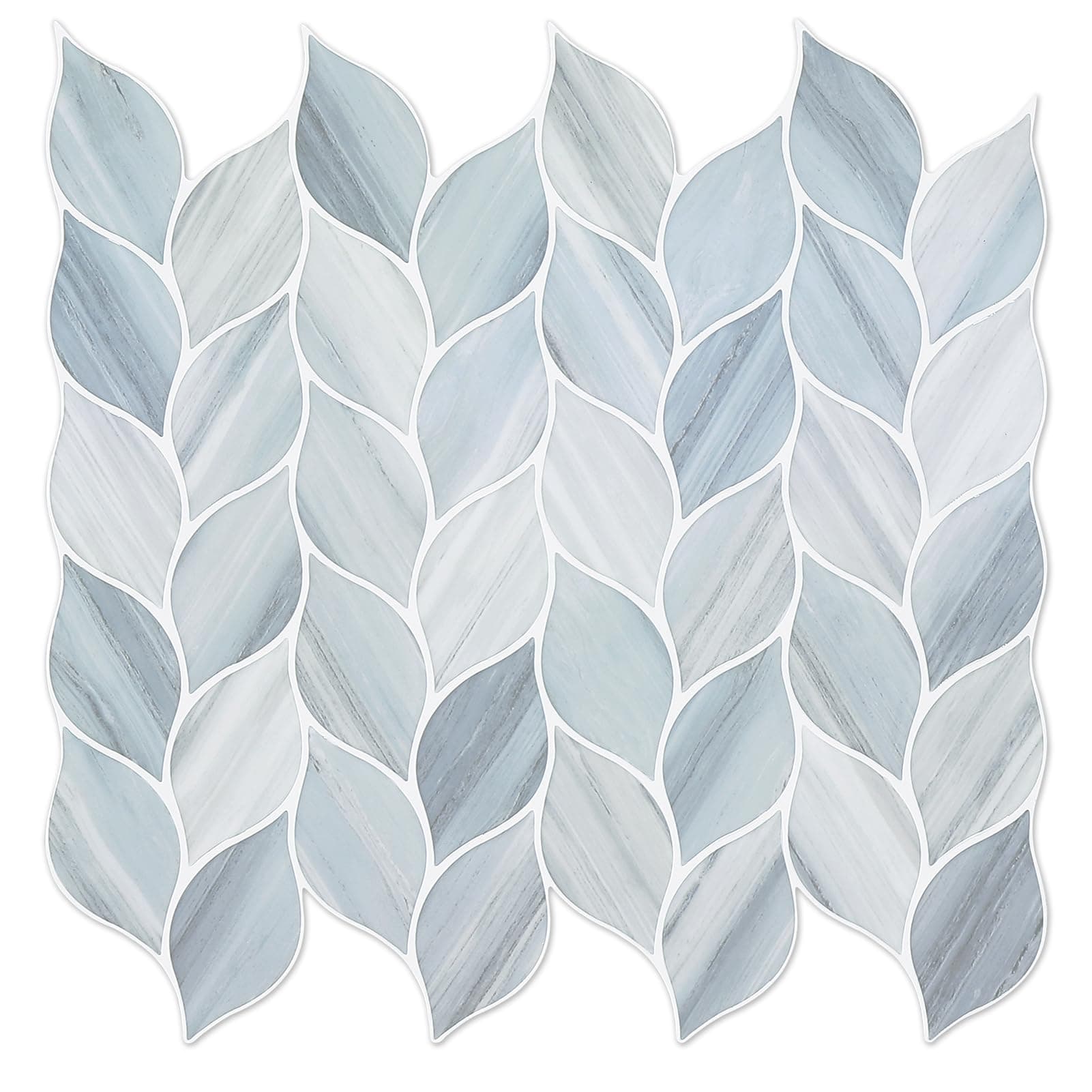 Tilingview 10 Pcs Vinyl Leaf Peel and Stick Tile for Kitchen Backsplash, Premium Self-Adhesive Tiles Plastic Wall Stickers Art Mosaics (Blue Gray)