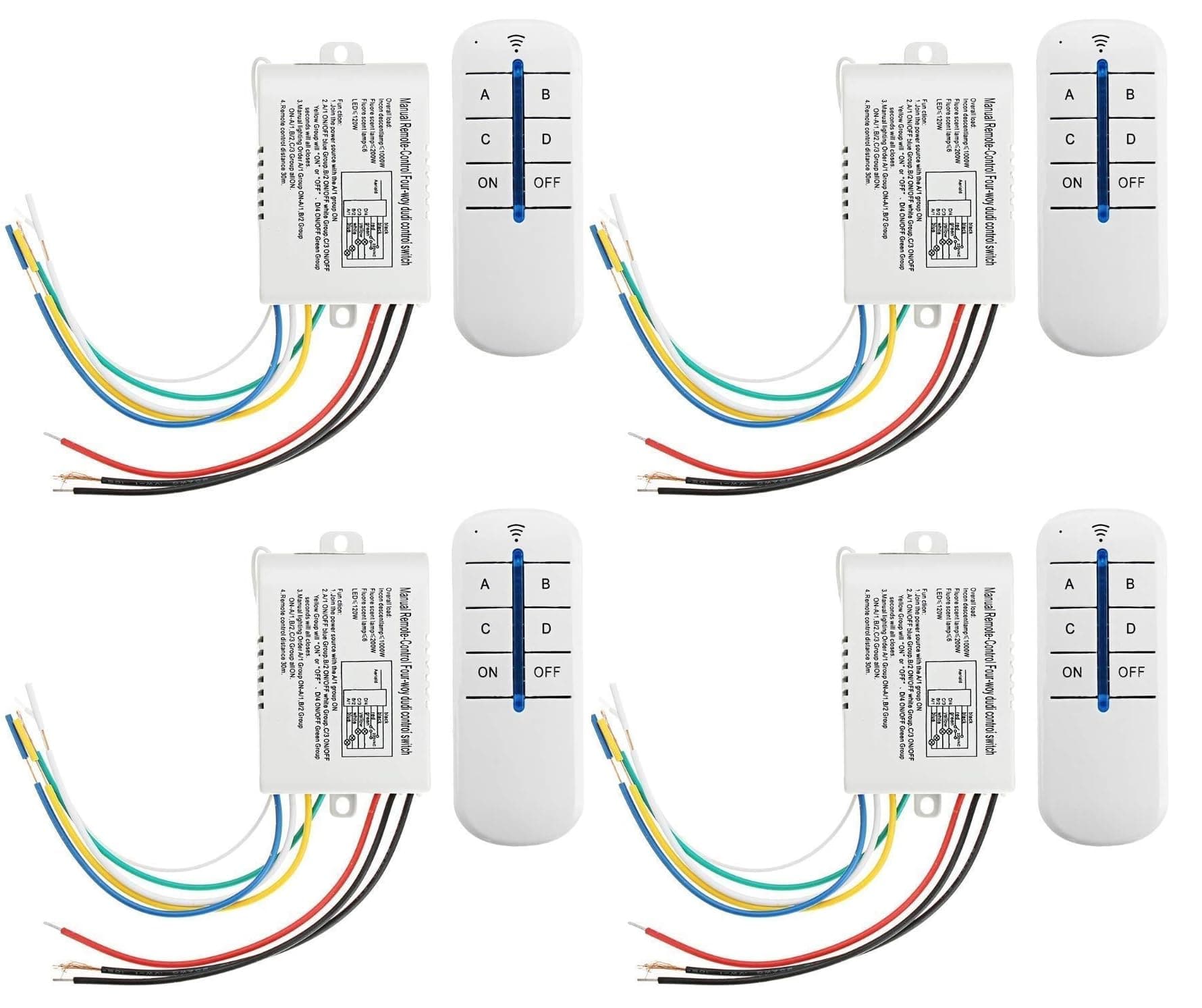 Shockley 4-Way Digital Switch ON/Off 220V-240V Light Digital RF Remote Control Remote-Control Wireless Wall Switch (4 Way switch, 4 Piece)