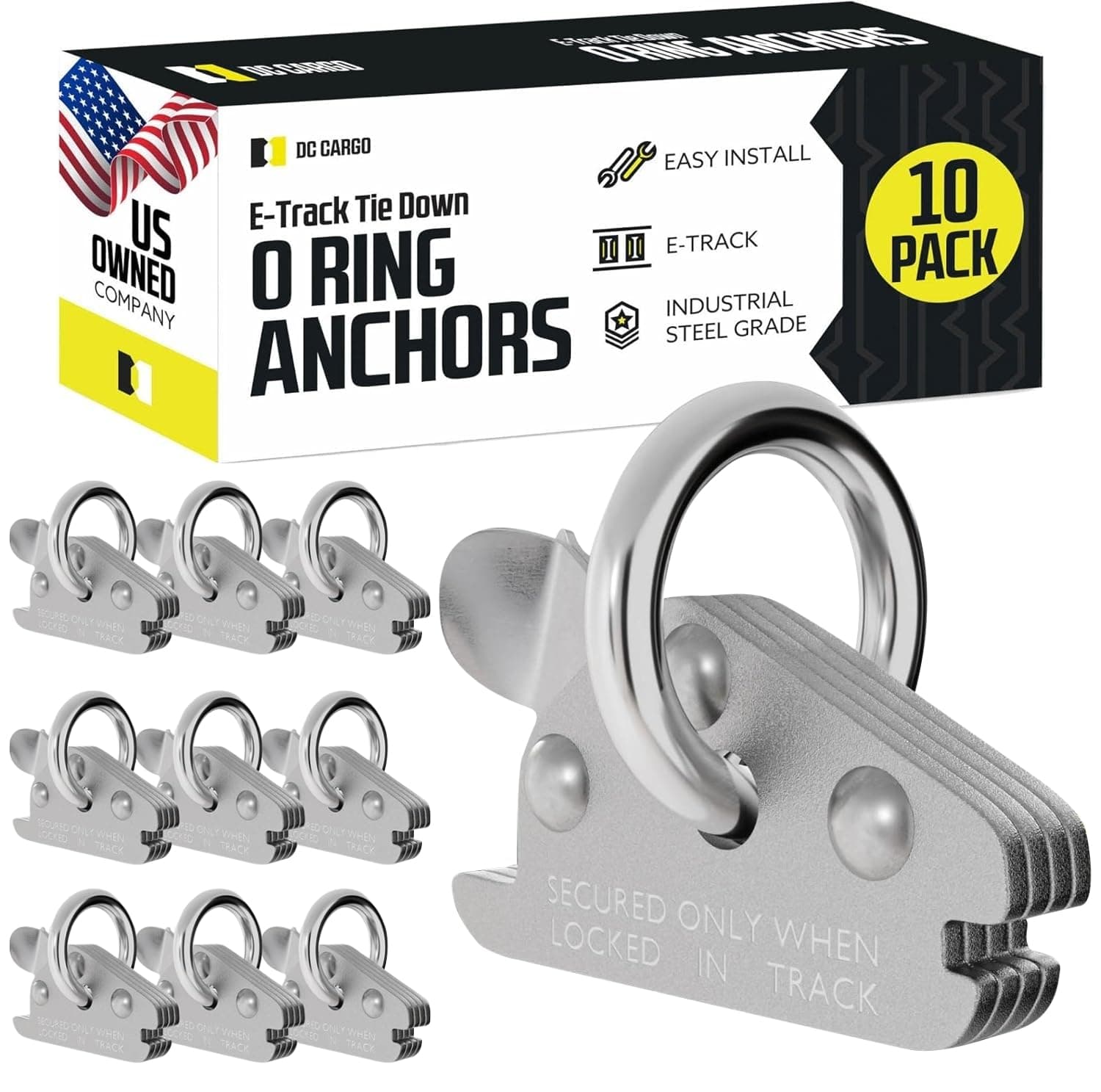 Extra Heavy Duty Steel O-Ring (Pack of 10) 6000Lbs Break Strength - E Track Accessories Tie-Down Anchors for E-Track Tie-Down System